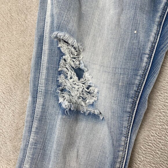 Indigo Rein Jeans Size 5 Light Blue Denim Distressed With Raw Hem and Selvage - Picture 7 of 14